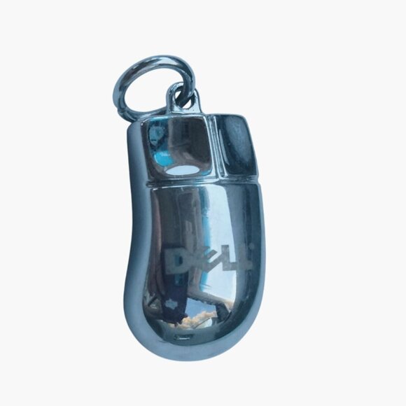 Dell Chrome Mouse Pendant  Solid Metal Charm Miniature Computer Accessory - Picture 4 of 5